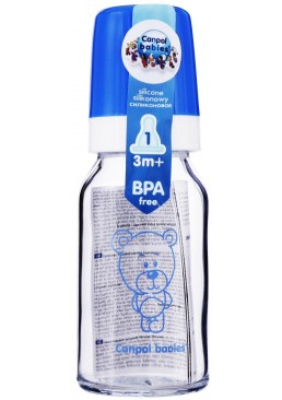 Пляшечка для годування скляна Canpol Babies із силіконовою соскою №42/102, 120 мл